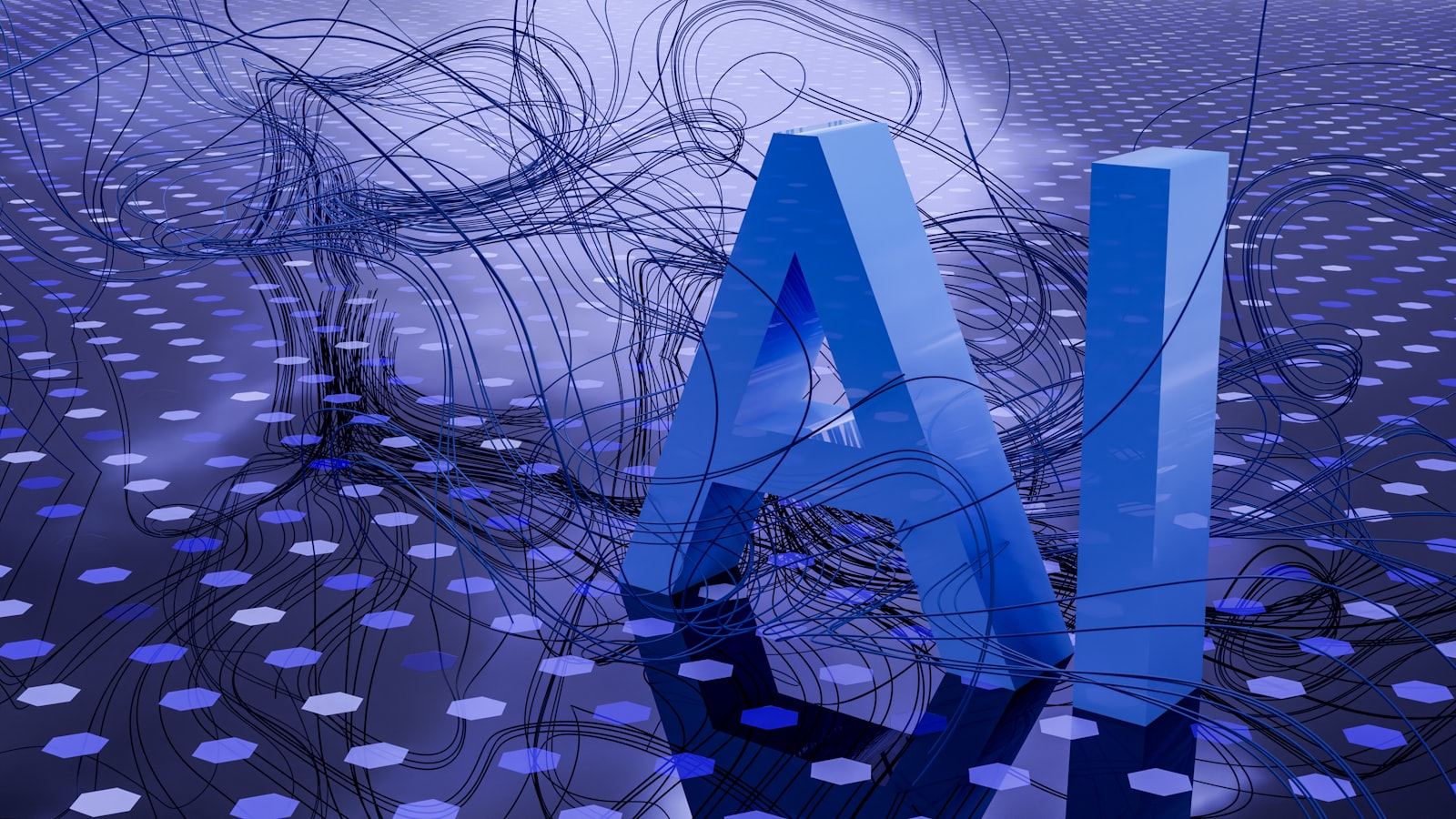 Mani su una tastiera con elementi di intelligenza artificiale sovrapposti